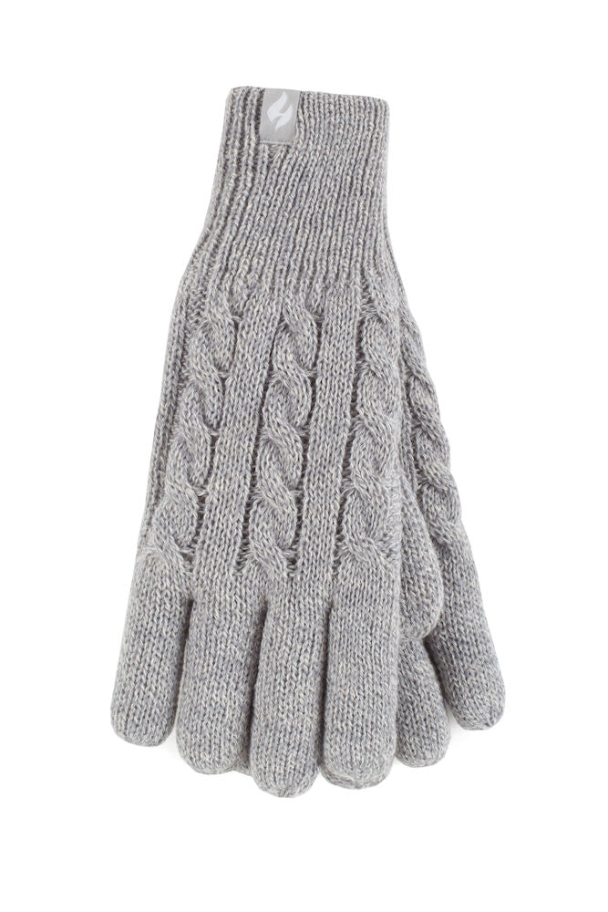 Ladies Heat Holders Willow Gloves Light Grey British Red Cross Store