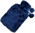 Fur Cover Hot Water Bottle with Pom Poms